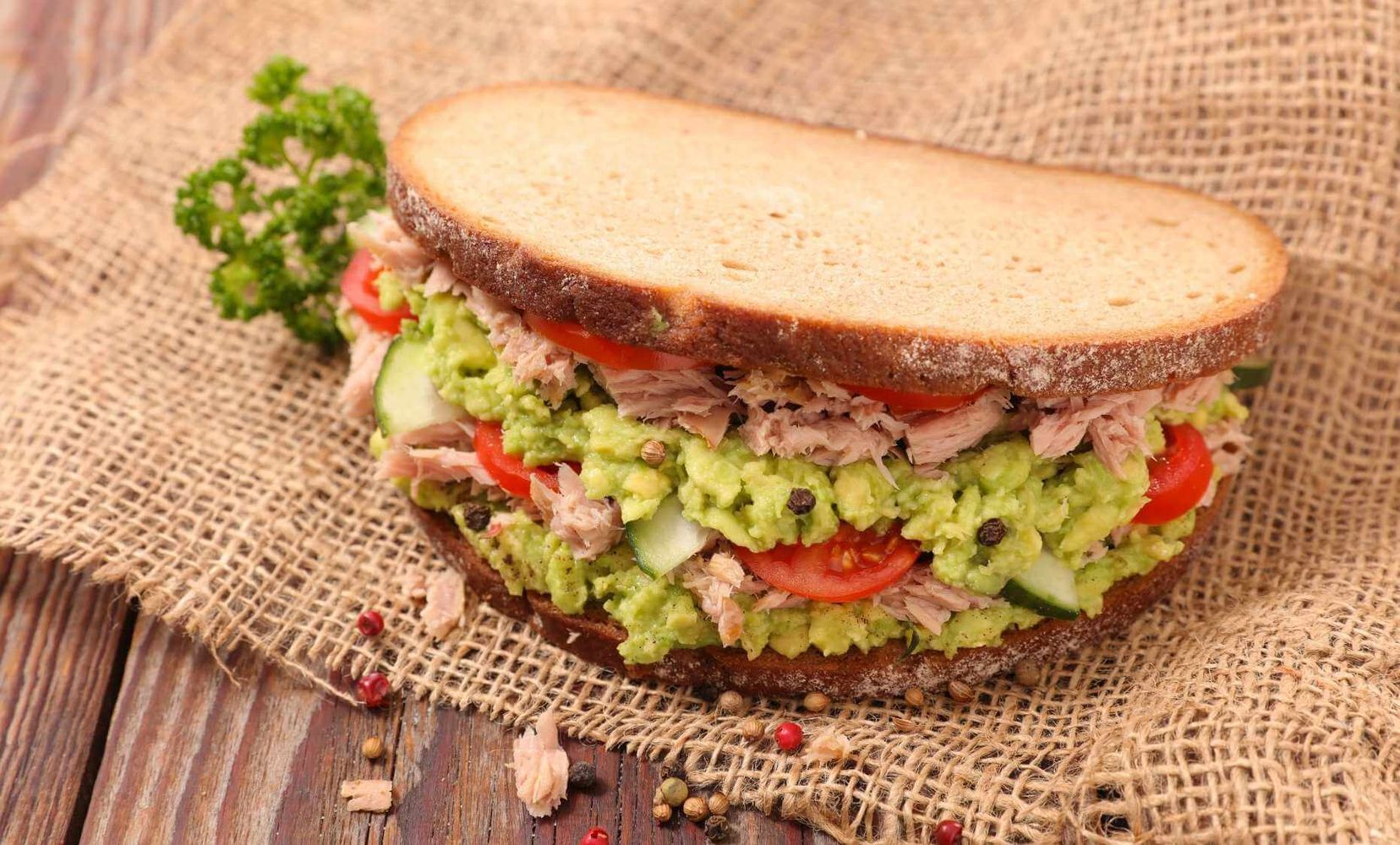 Avocado, Tuna and Tomato Sandwich
