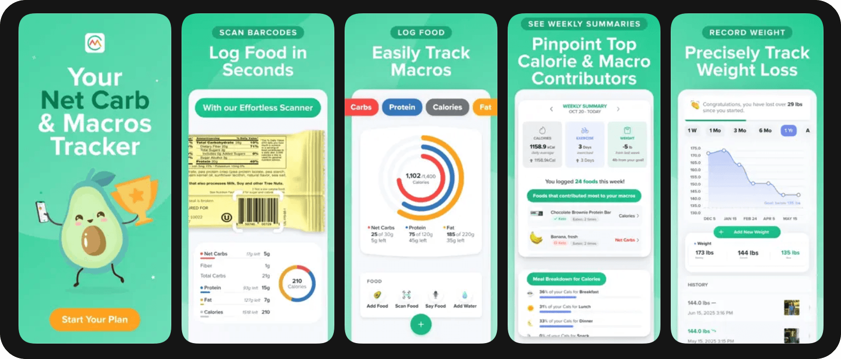 Carb Manager app screenshots