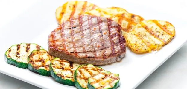 Grilled Pork with Oregano Potatoes and Zucchini