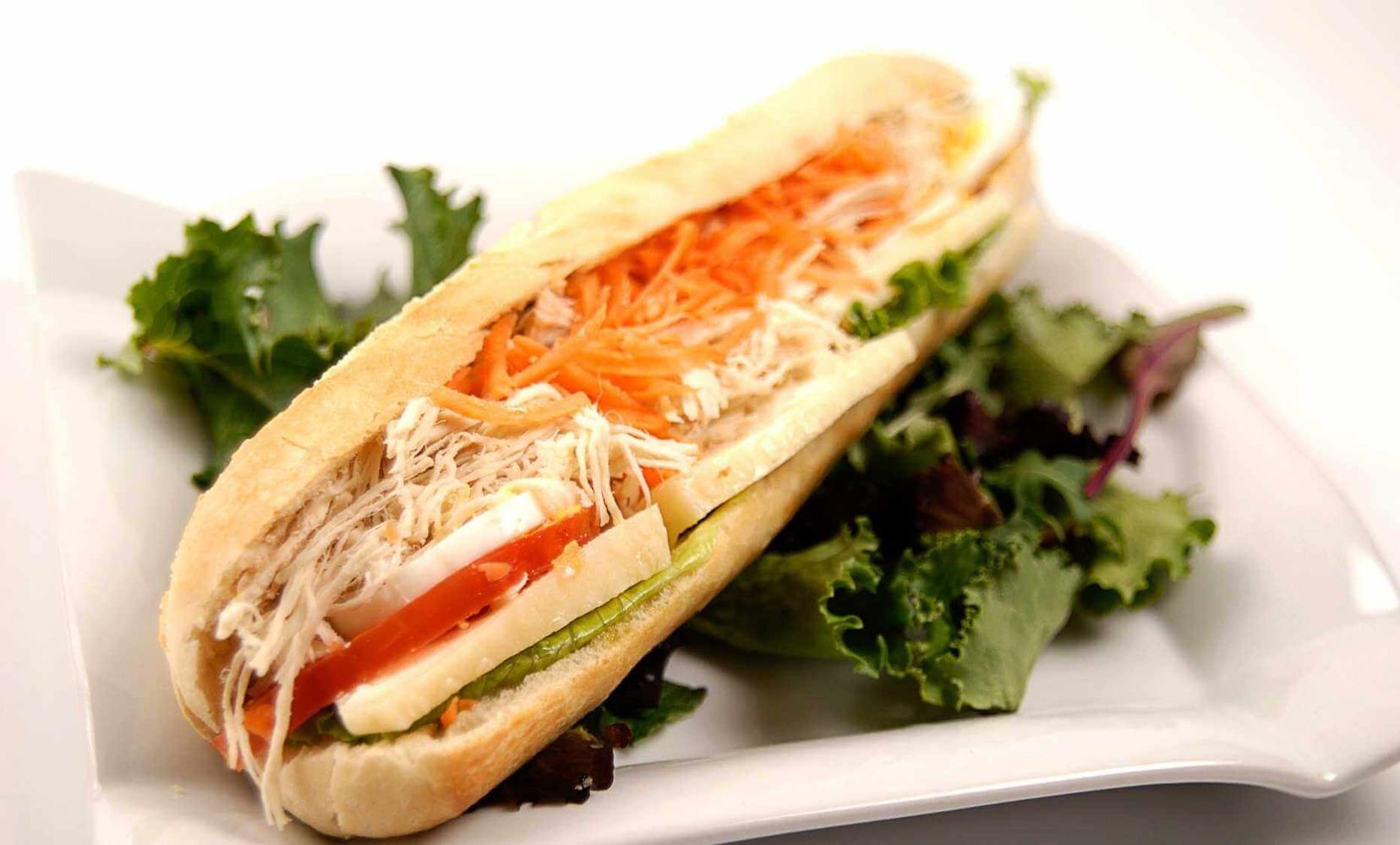Chicken, Carrot, Tomato, Cheese and Lettuce Sandwich
