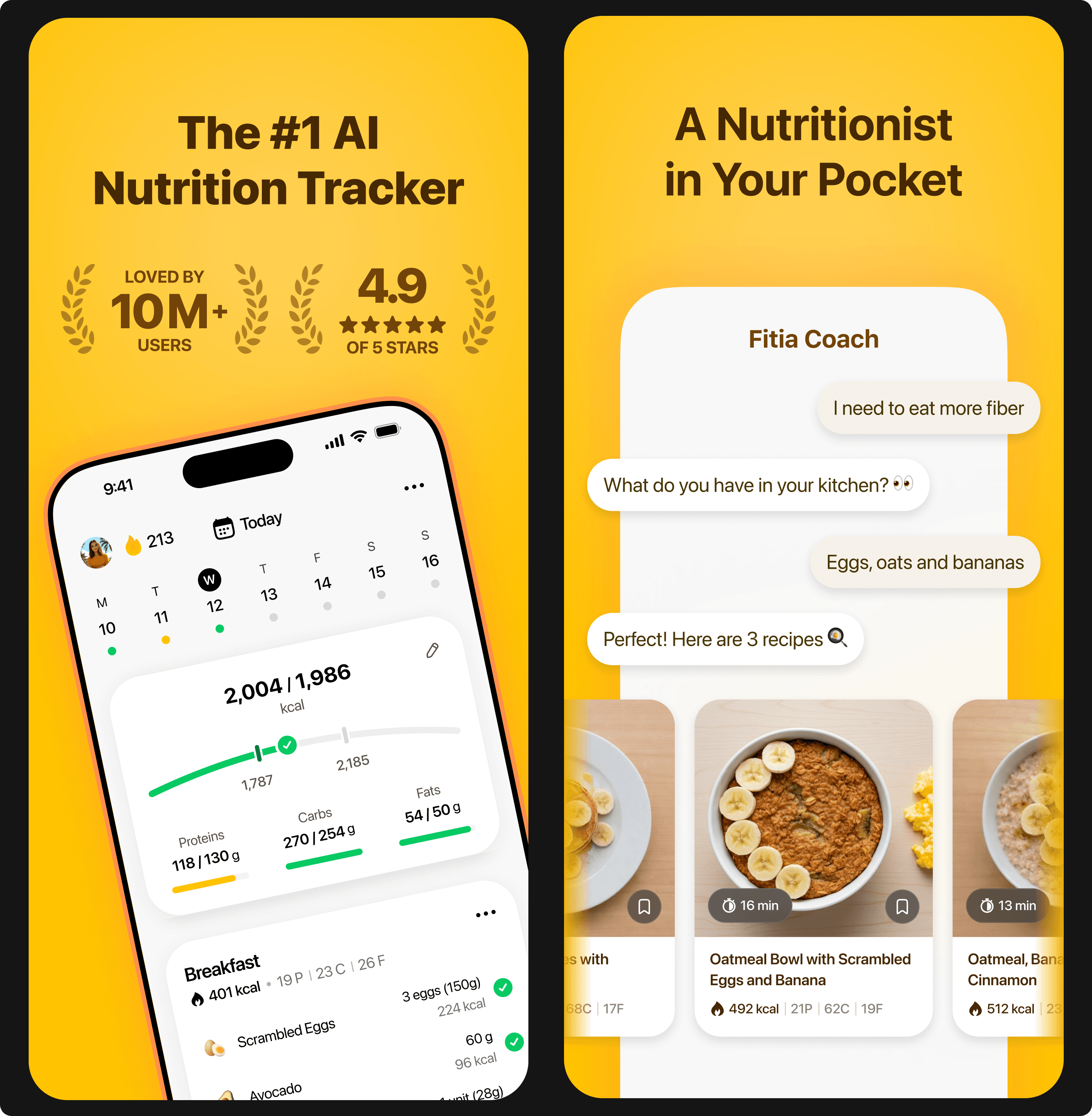 Fitia's app store images about its AI coach