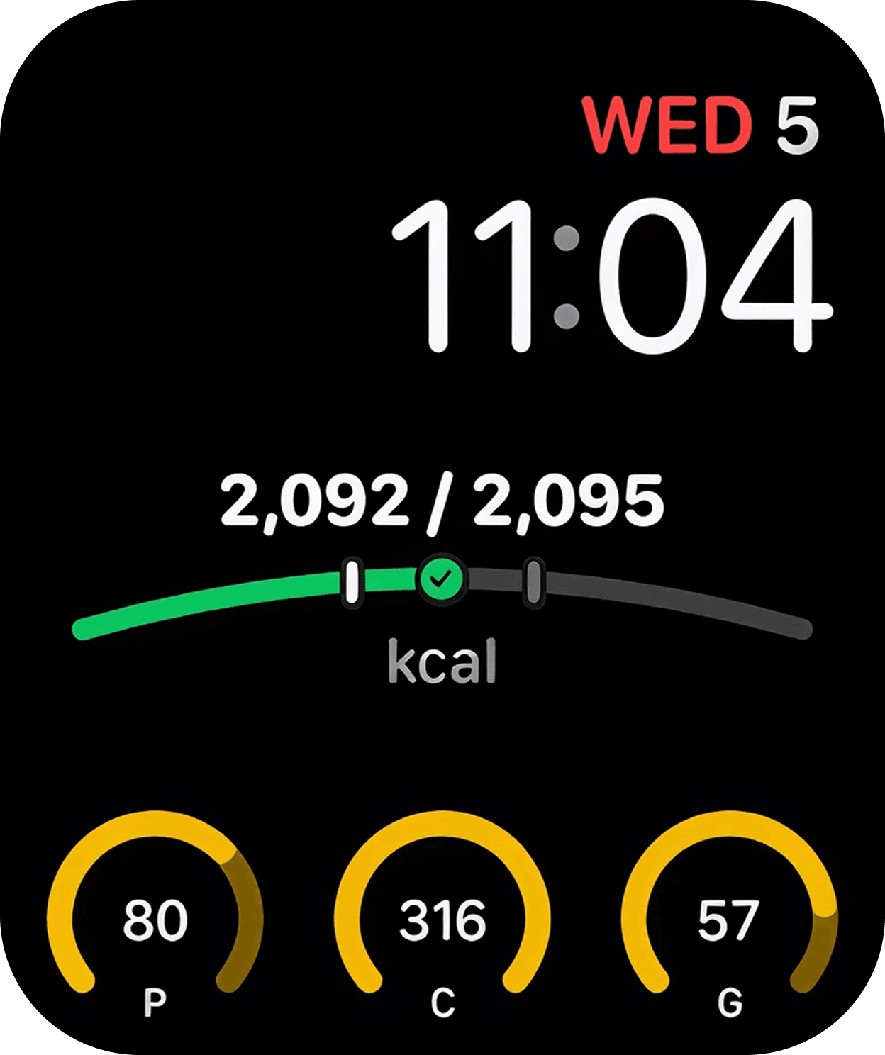 Apple Watch showing Fitia complication