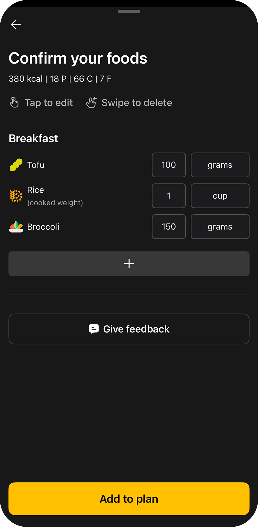 Fitia food log by voice