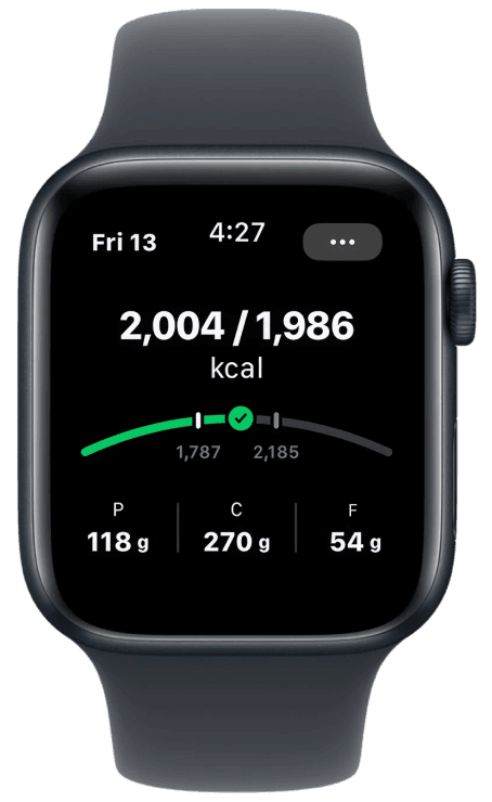 Fitia main screen on Apple Watch
