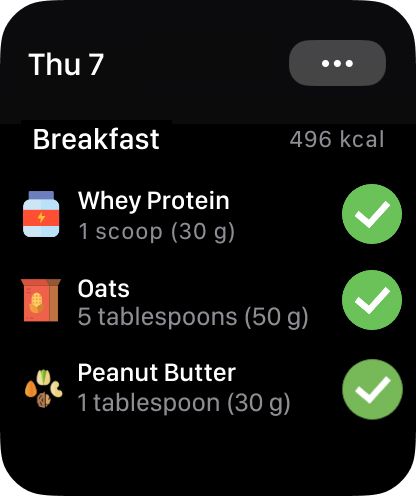 Apple Watch showing Fitia plan view