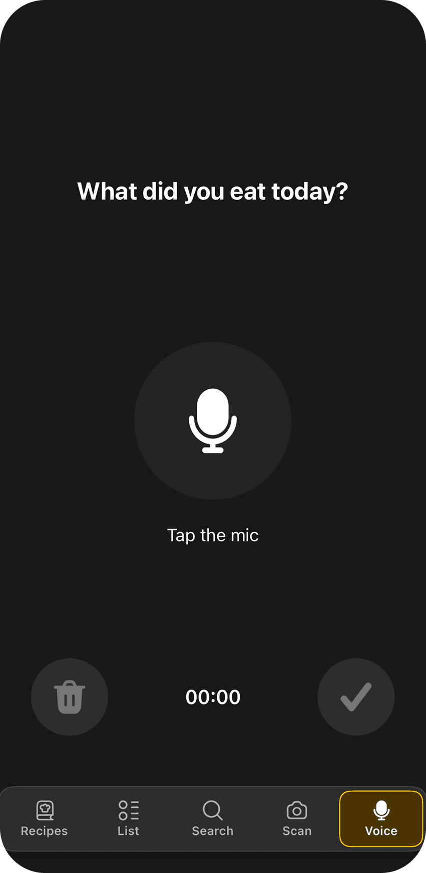 Fitia voice log view