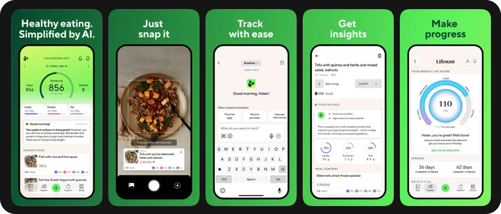 Lifesum app screenshots 