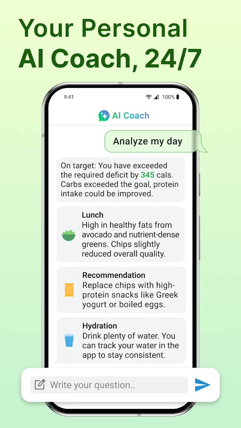 MyNetDiary's store images about its AI coach