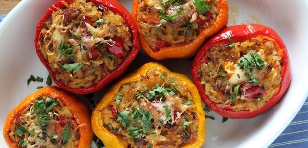 Pimiento relleno con Arroz y Carne