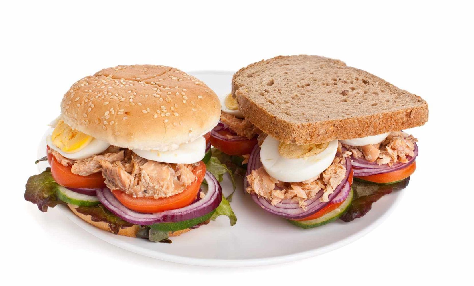 Tuna, Hard-Boiled Egg and Vegetable Sandwich