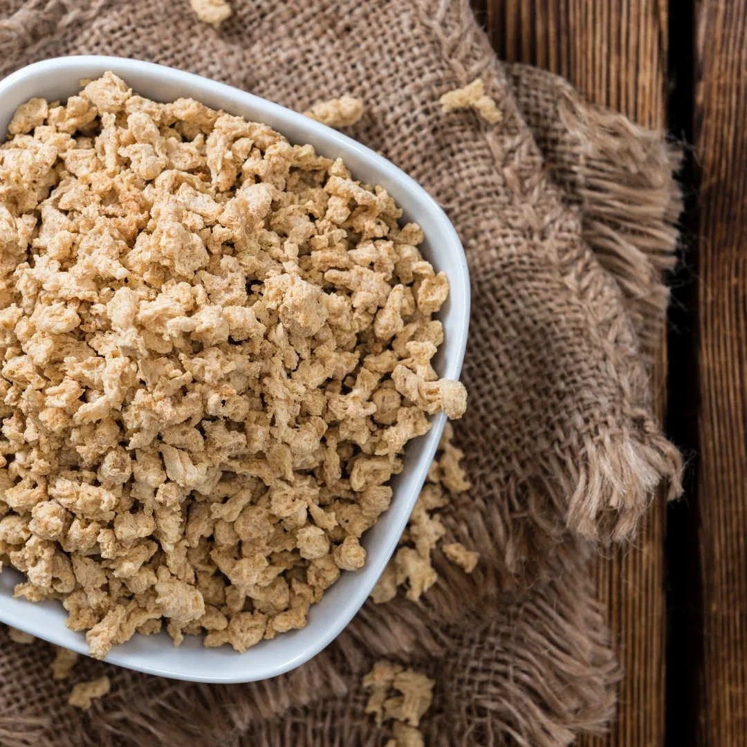 Soya texturizada, 20.6 g de proteína por 100 g