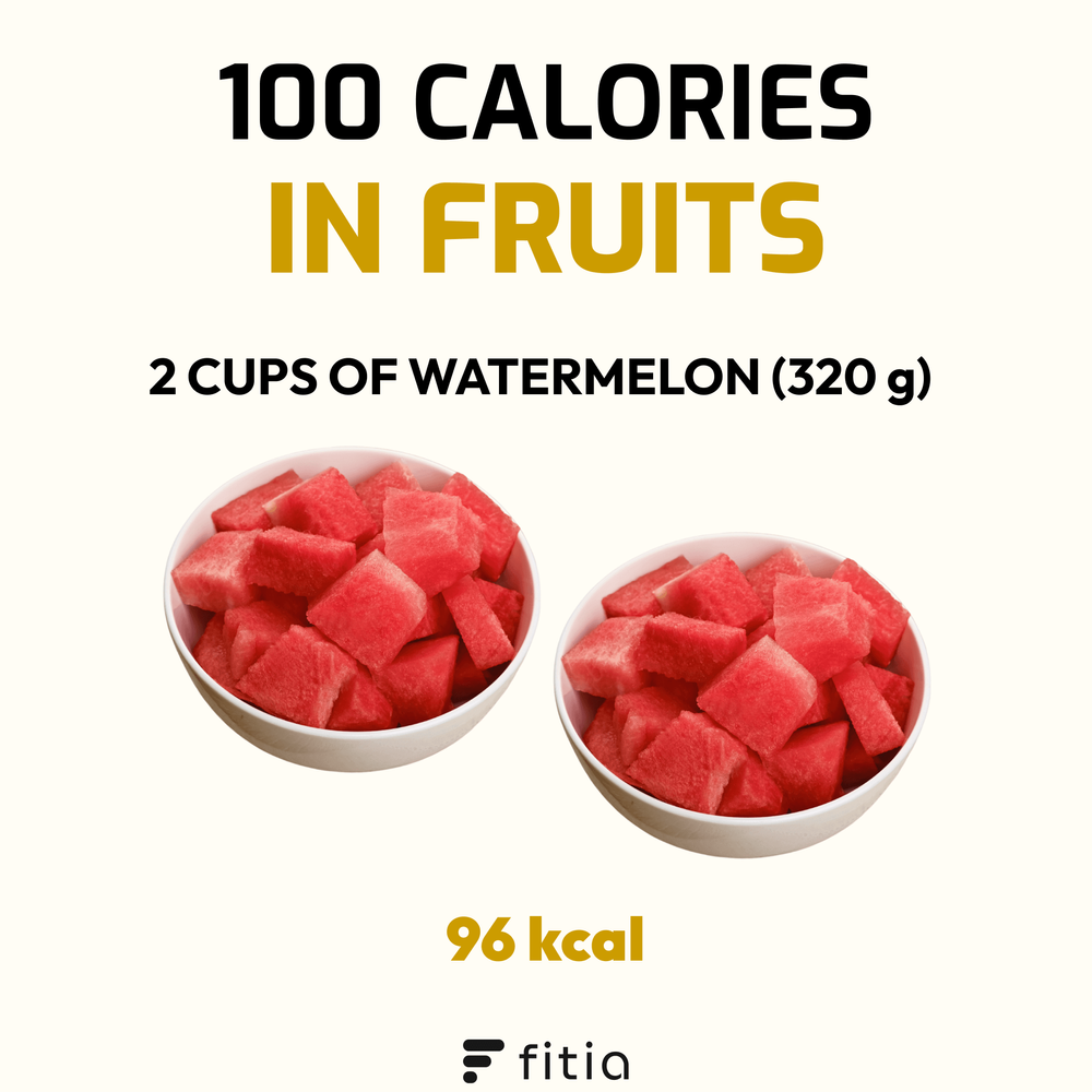 100 calories in 2 cups of watermelon (320g)