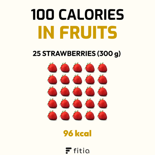96 calories in 25 strawberries (300g).